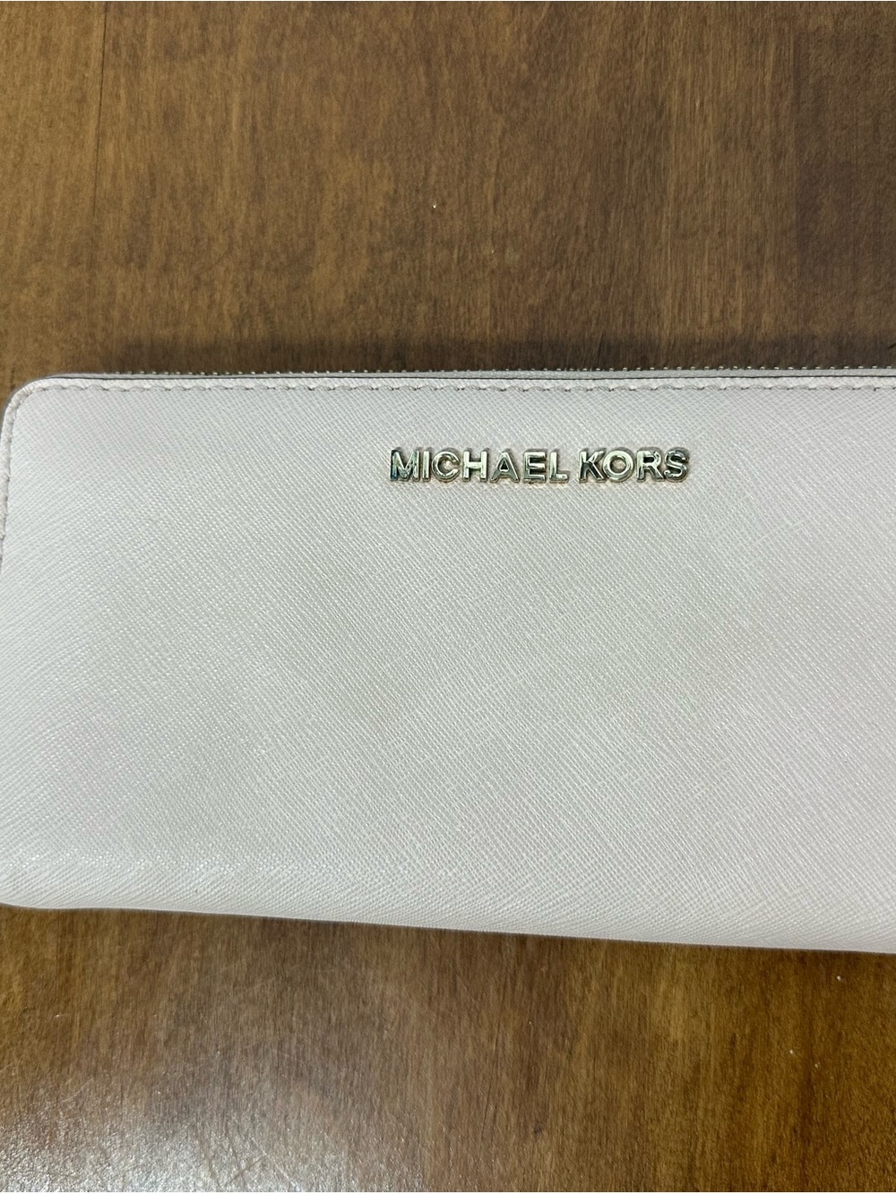 Michael Kors blush pink Leather Zip Wallet with Gold Logo